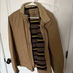 L.L. Bean Men's Brown Jacket with Striped Lining